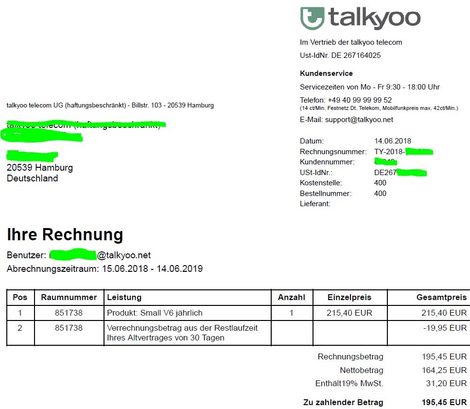 Rabatt für die Telefonkonferenz auf der Rechnung