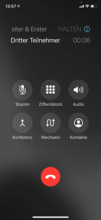 Telefonkonferenz iPhone: weiteren-Teilnehmer anrufen und hinzufügen
