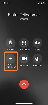 Telefonkonferenz iPhone: Anruf hinzufügen