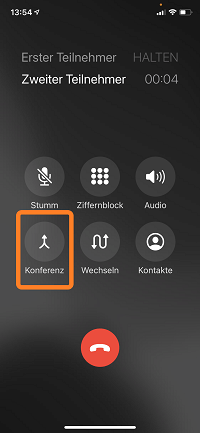 Telefonkonferenz iPhone: Konferenz-Icon drücken