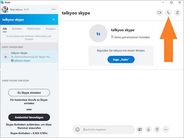 Telefonkonferenz Skype: talkyoo-skype anrufen